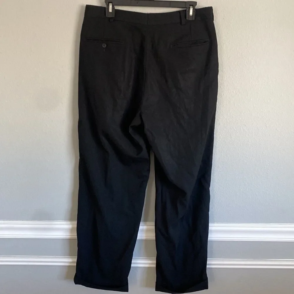 Turn-Up Cuff Trousers Pants Solid Black